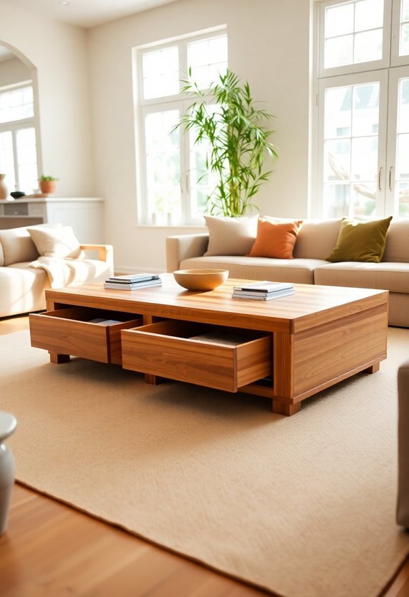 bamboo table with storage