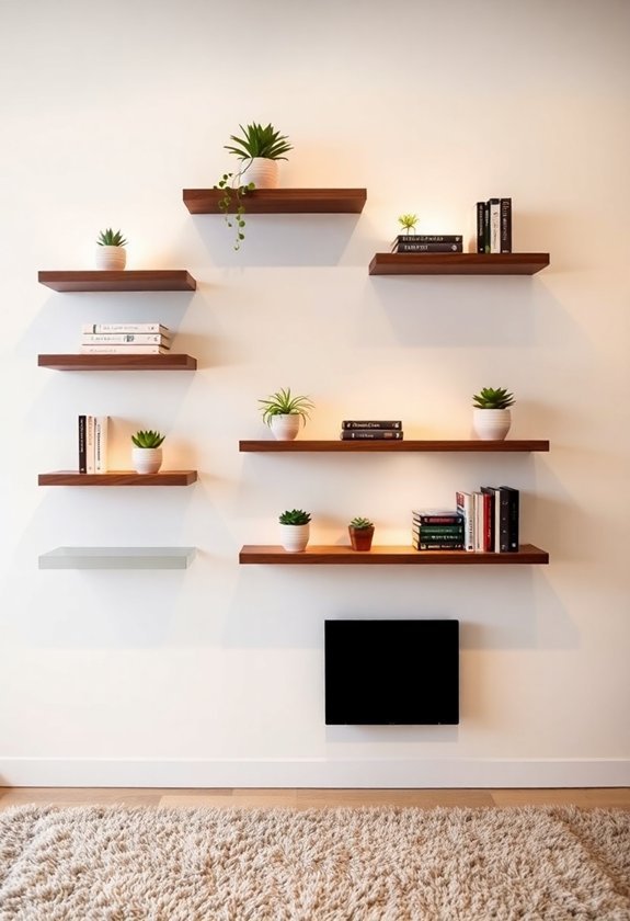 illuminated floating shelves design