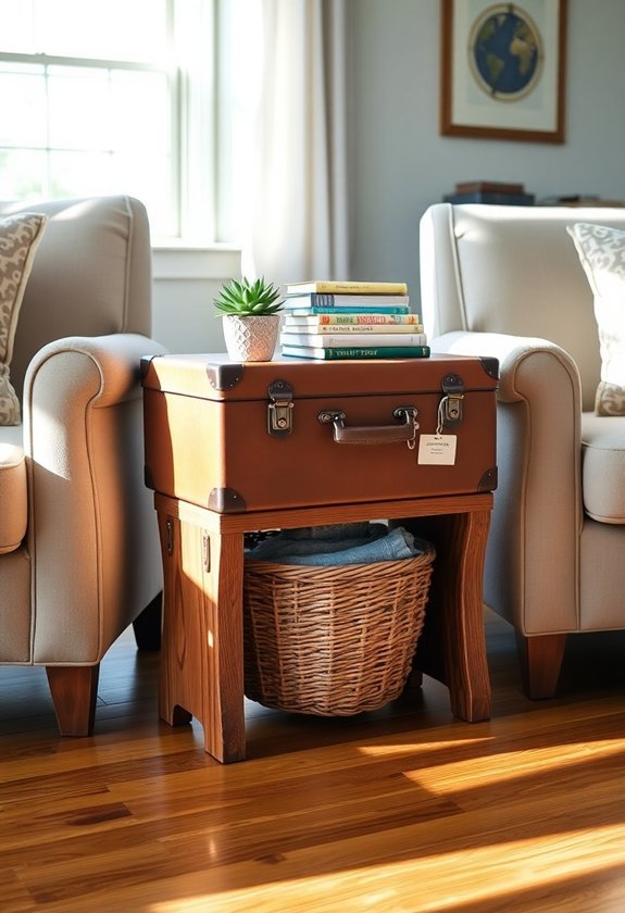 retro luggage nightstand design