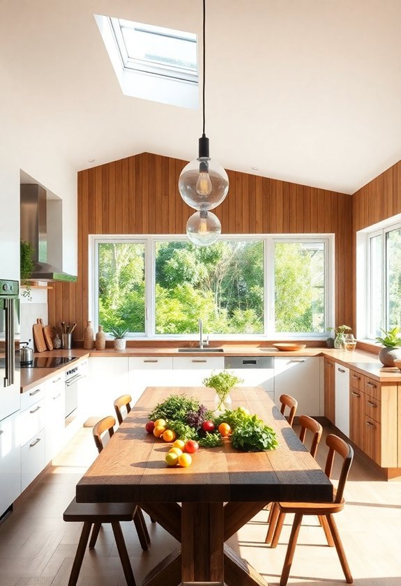 spacious kitchen dining area