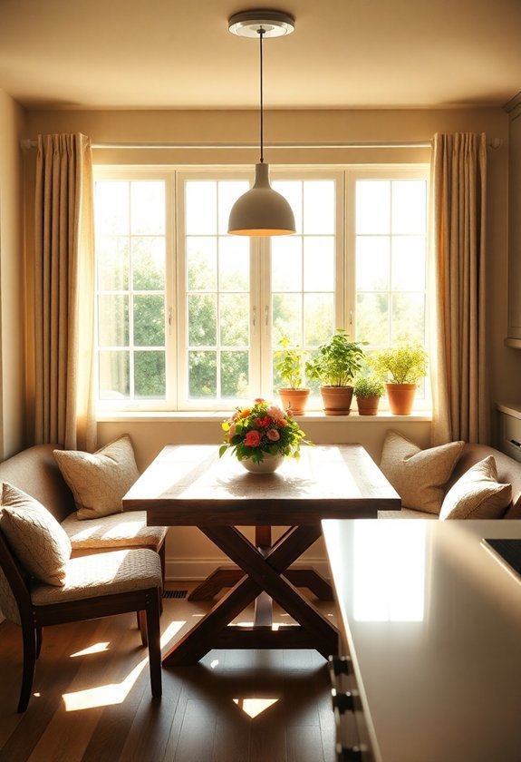 sunlit cozy breakfast nook