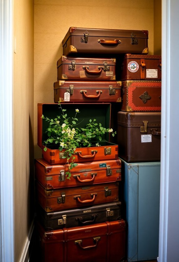 vintage luggage showcase exhibit