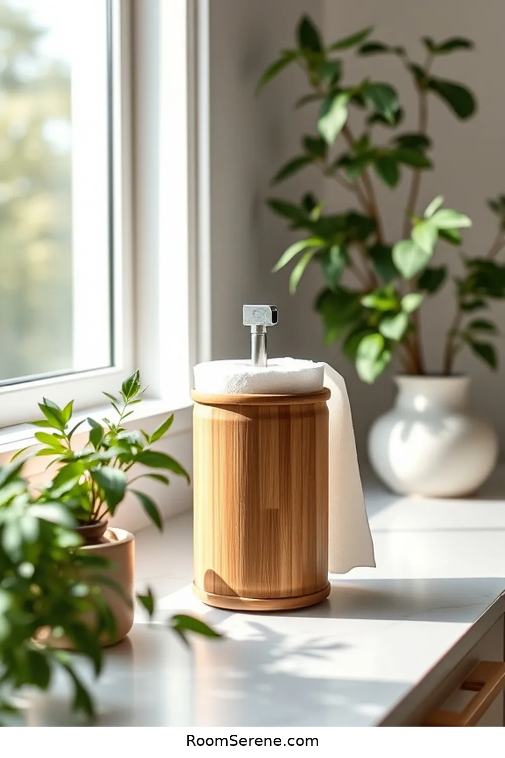 Bamboo Paper Towel Holder for 15 Bamboo Solutions for Kitchen Organization Using Bamboo