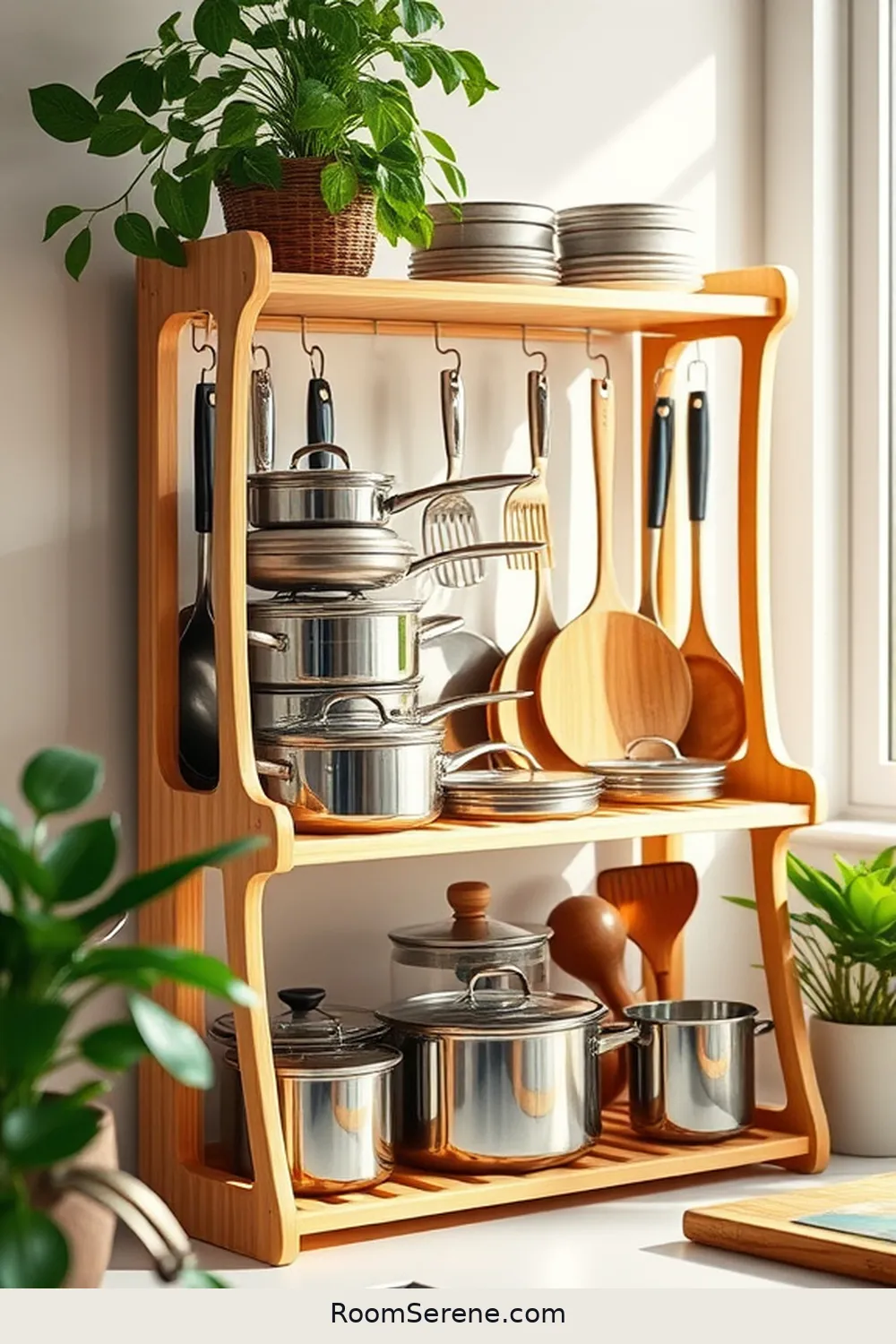 Bamboo Pot and Pan Organizer for 15 Bamboo Solutions for Kitchen Organization Using Bamboo