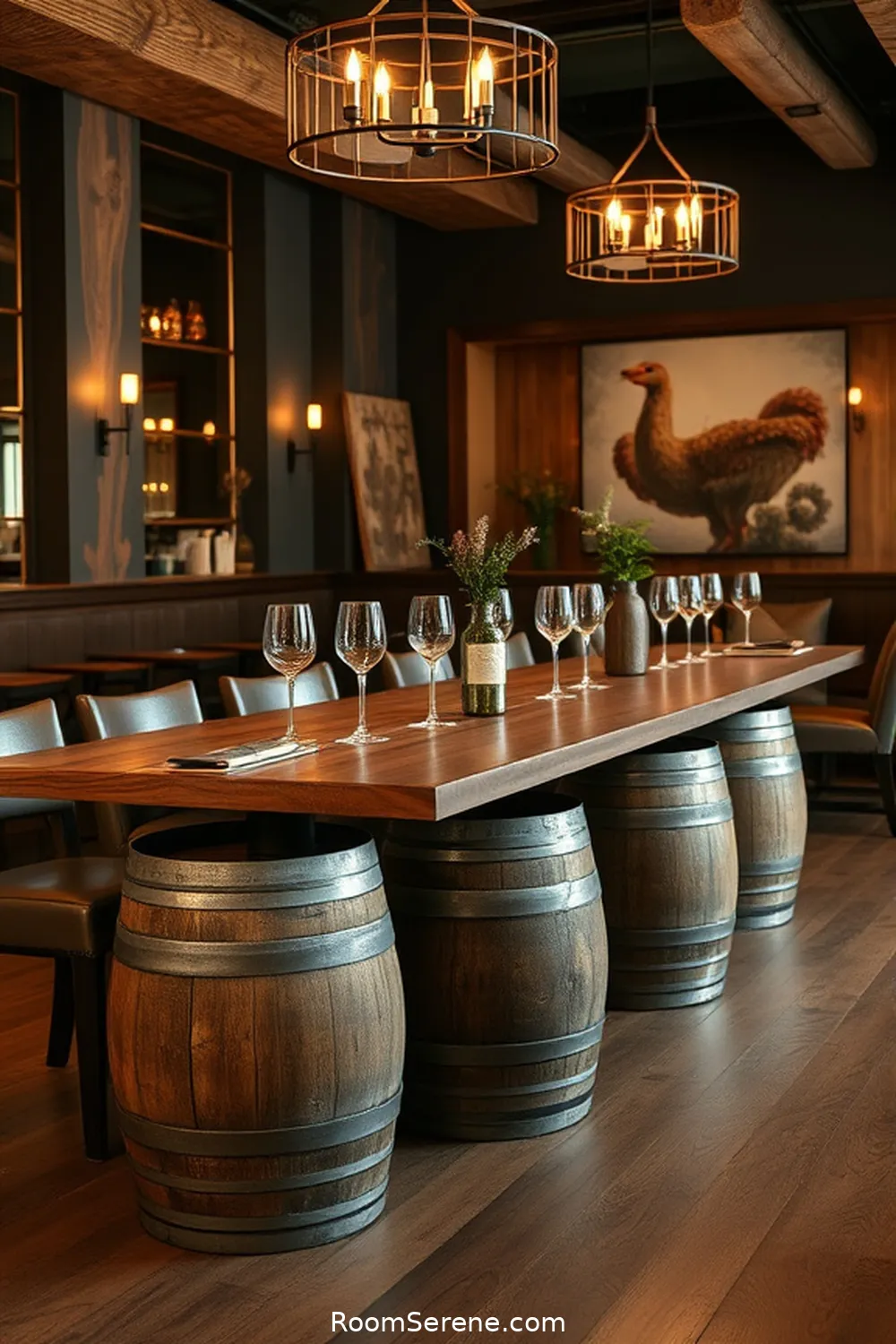 15 Creative Multi-Use Dining Room Spaces Using Reclaimed Materials 12 Reused Wine Barrels for Unique Table Bases for 15 Creative Multi-Use Dining Room Spaces Using Reclaimed Materials