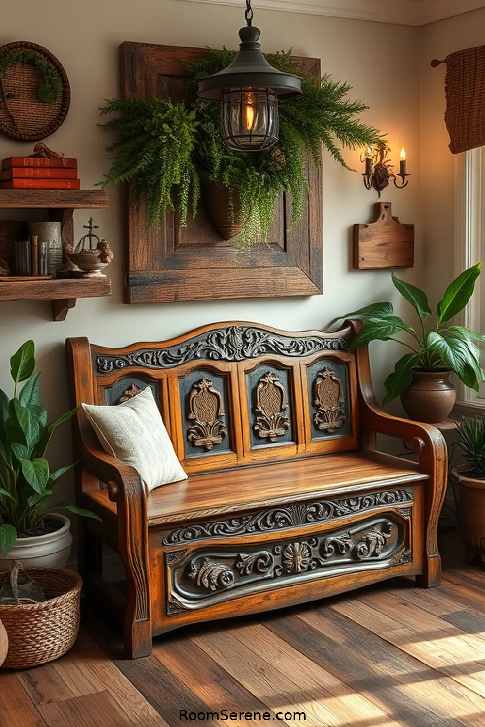 15 Creative Multi-Use Dining Room Spaces Using Reclaimed Materials 3 Vintage Door Benches That Double as Storage for 15 Creative Multi-Use Dining Room Spaces Using Reclaimed Materials
