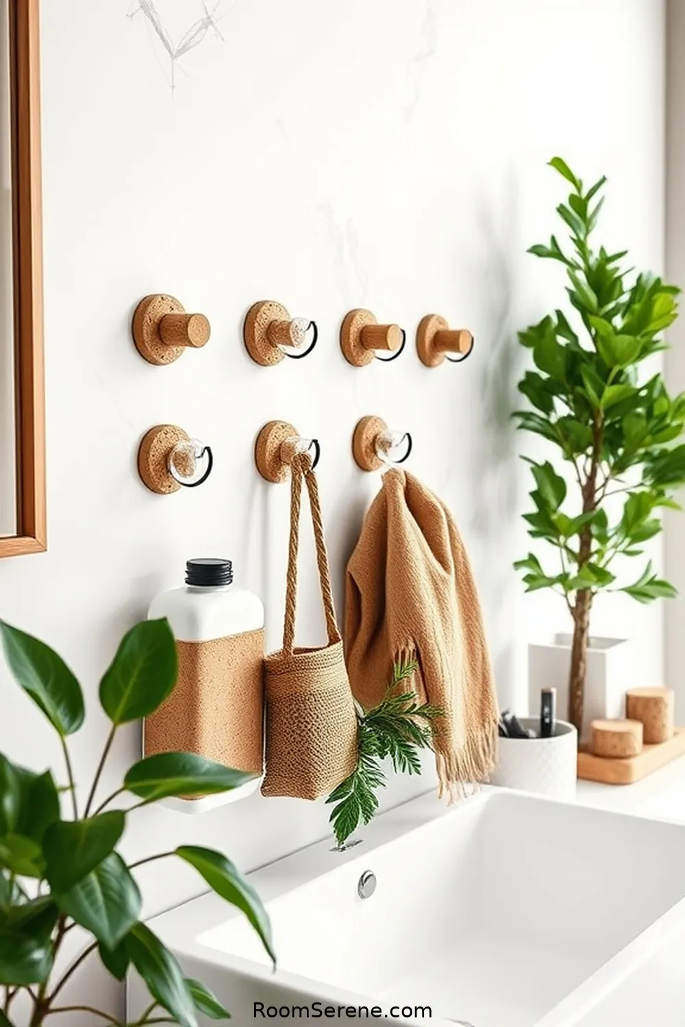 Cork Hooks for Efficient Space Utilization for 15 Creative Ways for Designing Multi-Use Bathroom Spaces Using Cork