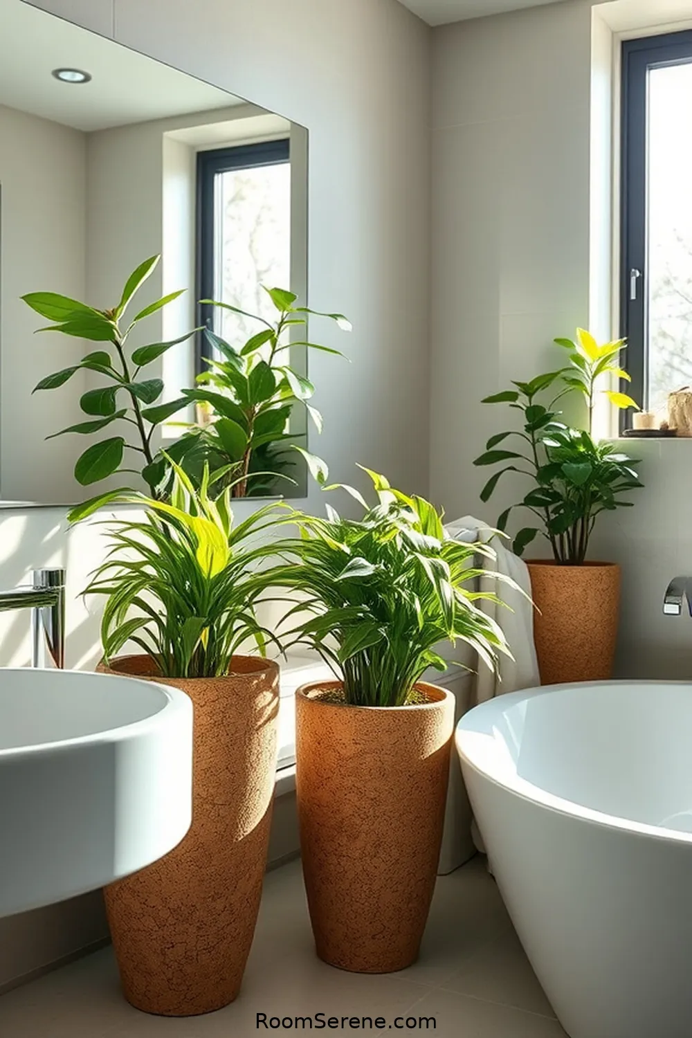 Cork Planters for a Spa-Like Atmosphere for 15 Creative Ways for Designing Multi-Use Bathroom Spaces Using Cork
