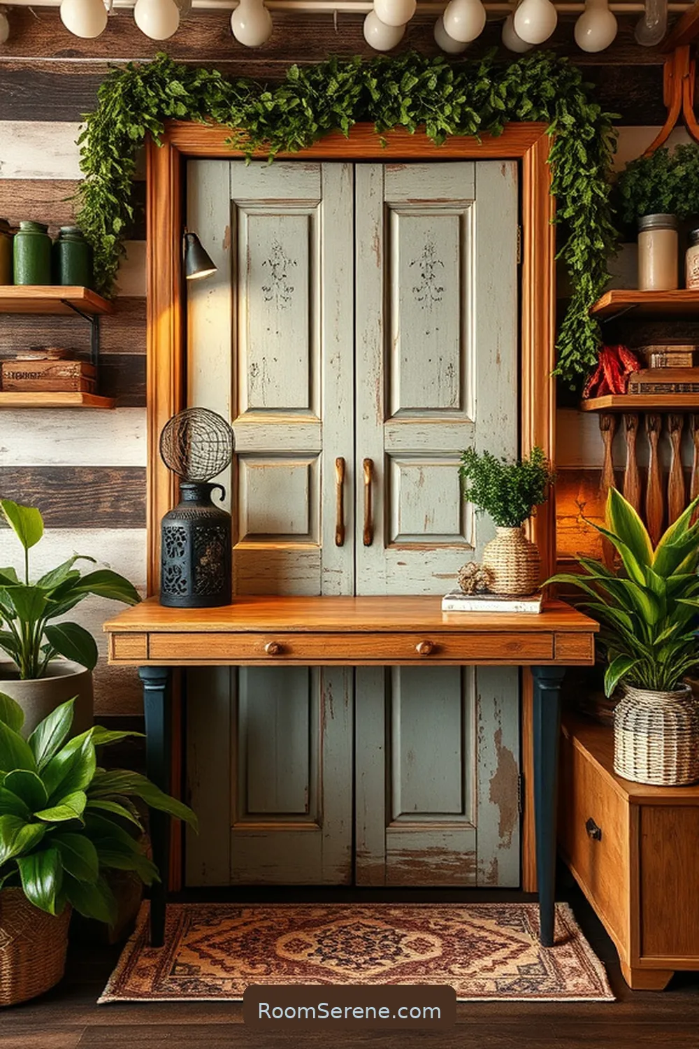 15 Inspiring Workspace Design Ideas for Your Home Office Using Reclaimed Materials 6 Antique Door as a Unique Desk Surface for 15 Inspiring Workspace Design Ideas for Your Home Office Using Reclaimed Materials
