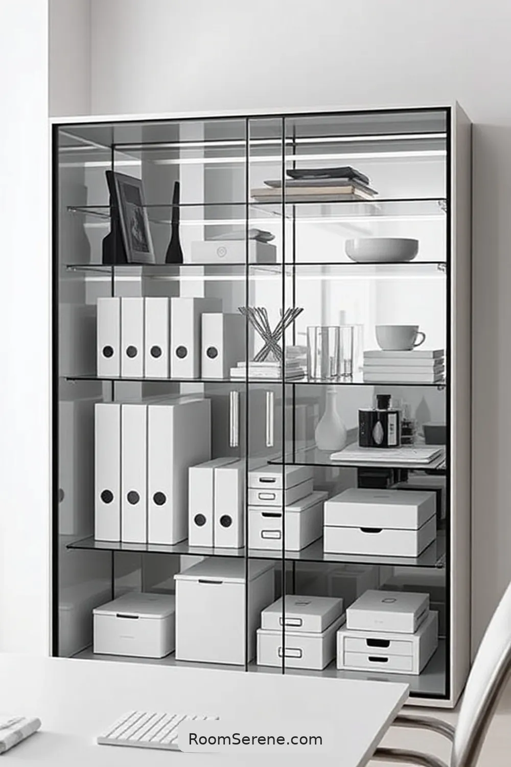 15 Stunning Ways for Using Glass in Your Home Office Design 8 Glass Cabinets for Stylish Organization for 15 Stunning Ways for Using Glass in Your Home Office Design