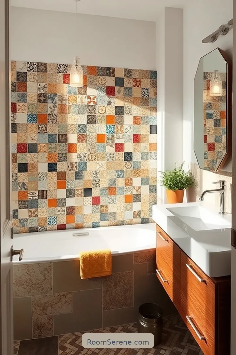 15 Ways to Boost Energy Efficiency in the Bathroom Using Reclaimed Materials 5 Salvaged Tile Backsplashes for 15 Ways to Boost Energy Efficiency in the Bathroom Using Reclaimed Materials