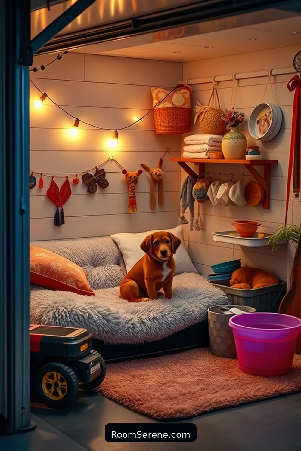 15 Ways to Create a Pet Friendly Garage Using Solar Powered Lights 3 Designate a Cozy Pet Corner With Comfortable Bedding for 15 Ways to Create a Pet Friendly Garage Using Solar Powered Lights