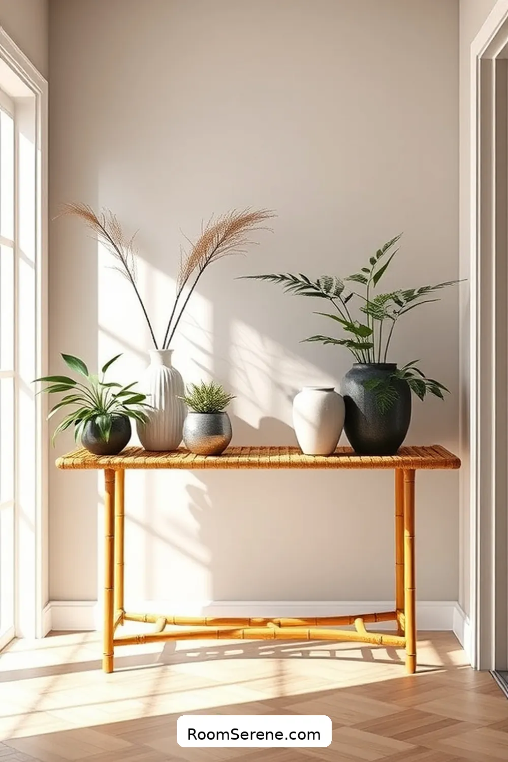 Bamboo Console Table for 16 Creative Storage Solutions Using Bamboo for Your Hallway