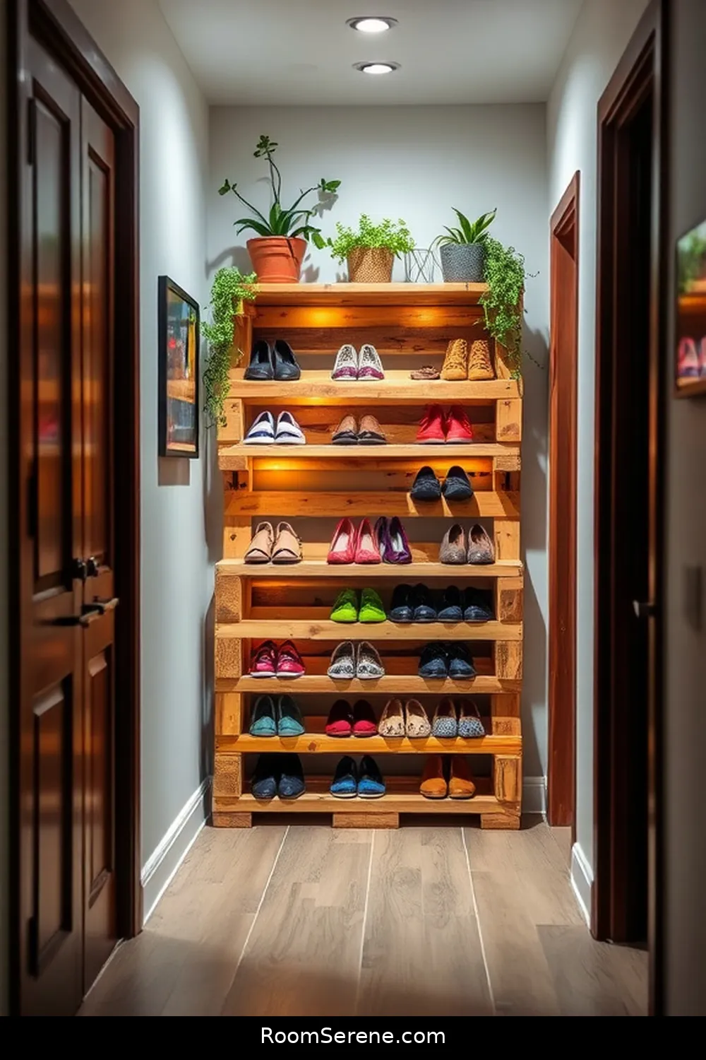 Wooden Pallet Shoe Rack for 16 Creative Storage Solutions for Hallway Using Reclaimed Materials