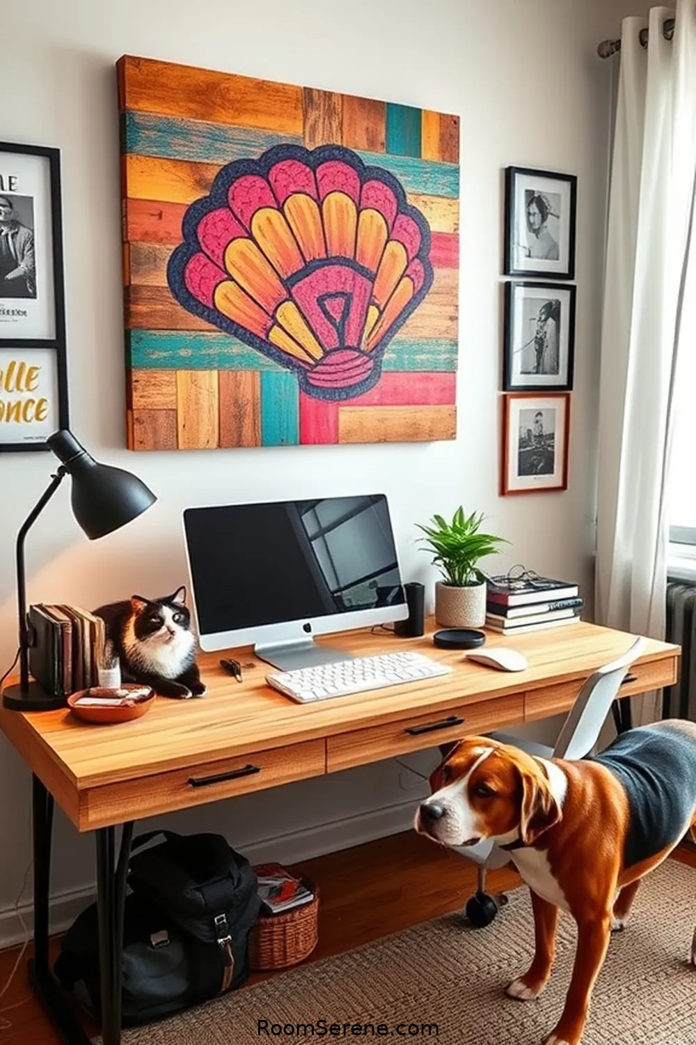 16 Creative Ways to Make a Pet-Friendly Home Office Using Reclaimed Materials 4 Create Wall Art From Reclaimed Pallets for 16 Creative Ways to Make a Pet-Friendly Home Office Using Reclaimed Materials