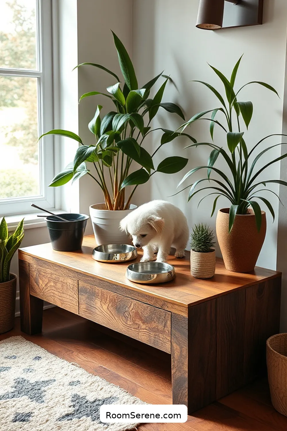 16 Creative Ways to Make a Pet-Friendly Home Office Using Reclaimed Materials 14 Create a Pet Feeding Station With Salvaged Materials for 16 Creative Ways to Make a Pet-Friendly Home Office Using Reclaimed Materials