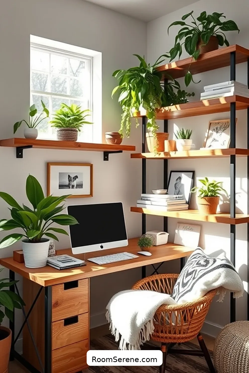 16 Creative Ways to Make a Pet-Friendly Home Office Using Reclaimed Materials 10 Incorporate Reclaimed Wood Shelving for Plants for 16 Creative Ways to Make a Pet-Friendly Home Office Using Reclaimed Materials