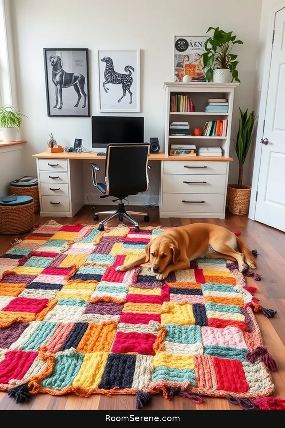 16 Creative Ways to Make a Pet-Friendly Home Office Using Reclaimed Materials 12 Make a Pet-Friendly Rug From Fabric Scraps for 16 Creative Ways to Make a Pet-Friendly Home Office Using Reclaimed Materials