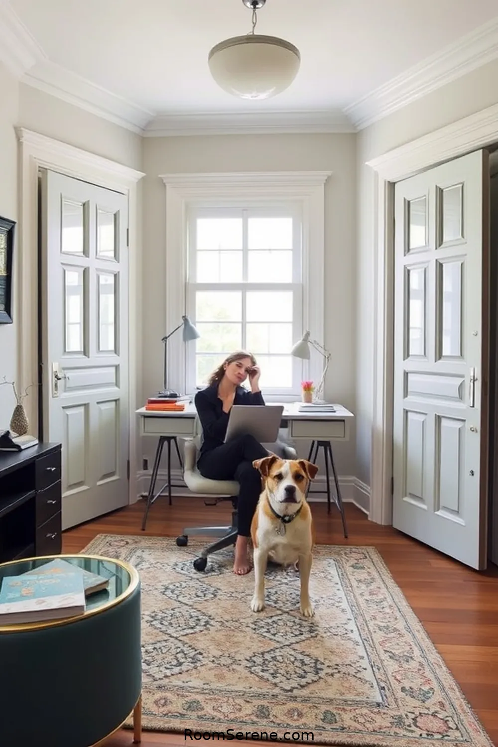 16 Creative Ways to Make a Pet-Friendly Home Office Using Reclaimed Materials 9 Upcycle Old Doors Into Room Dividers for 16 Creative Ways to Make a Pet-Friendly Home Office Using Reclaimed Materials