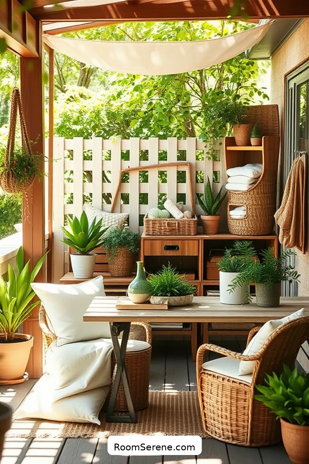 Incorporate Storage Solutions for Organization for 16 Essential Tips for Designing a Patio Workspace Using Organic Cotton Outdoors