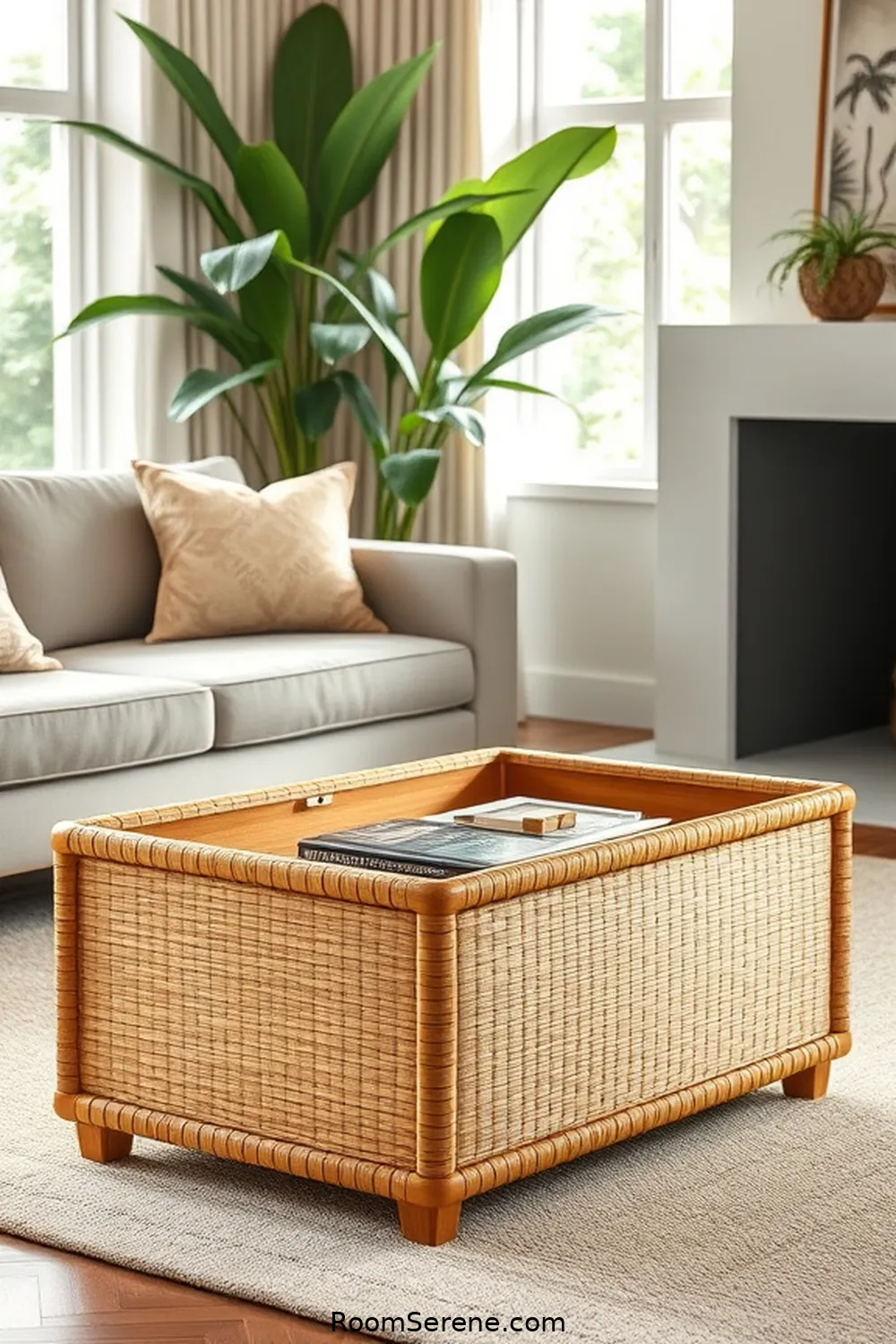 Bamboo Ottoman With Storage Space for 16 Stylish Ways for Living Room Organization Using Bamboo
