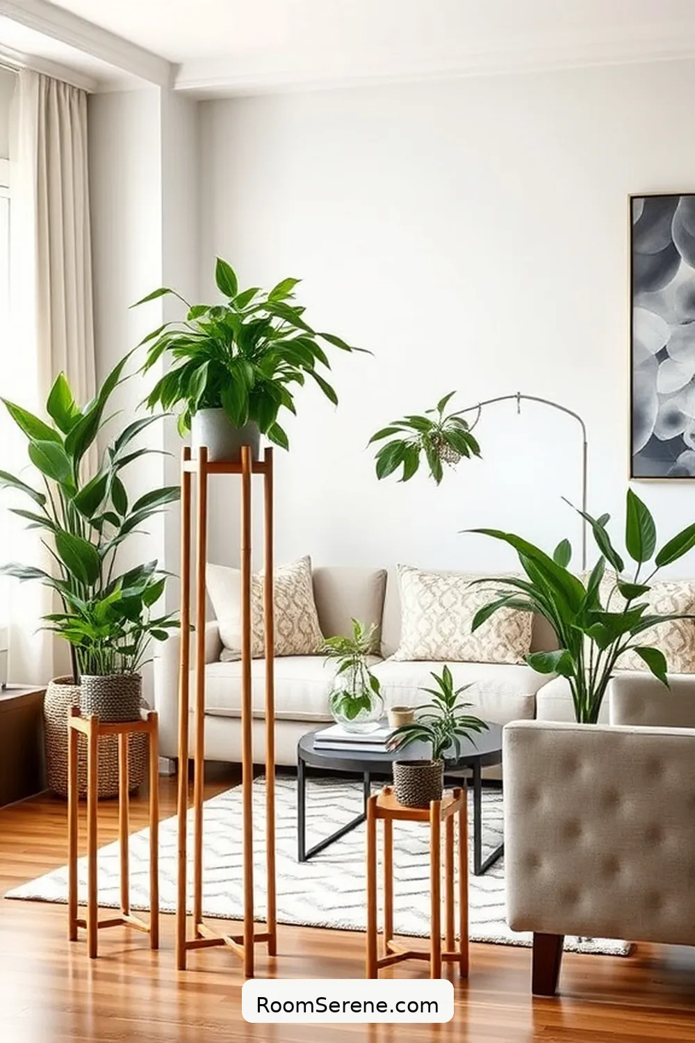 Bamboo Plant Stands for 16 Stylish Ways for Living Room Organization Using Bamboo
