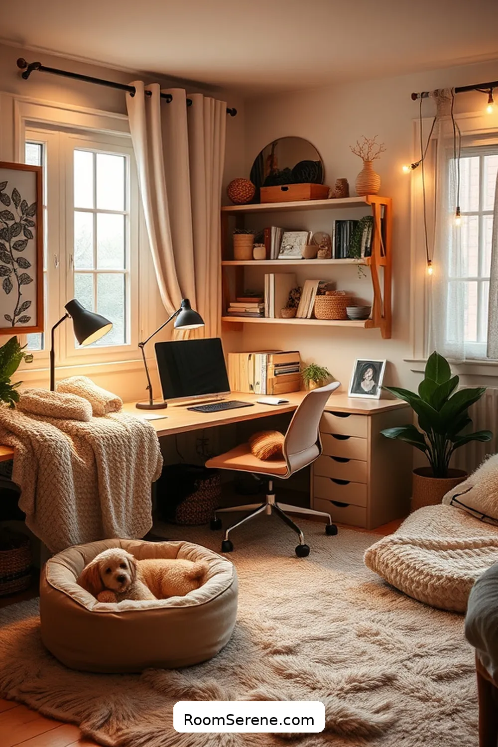 16 Tips for a Pet-Friendly Home Office Using Solar-Powered Lights 10 Add Soft Textiles for Comfort for 16 Tips for a Pet-Friendly Home Office Using Solar-Powered Lights