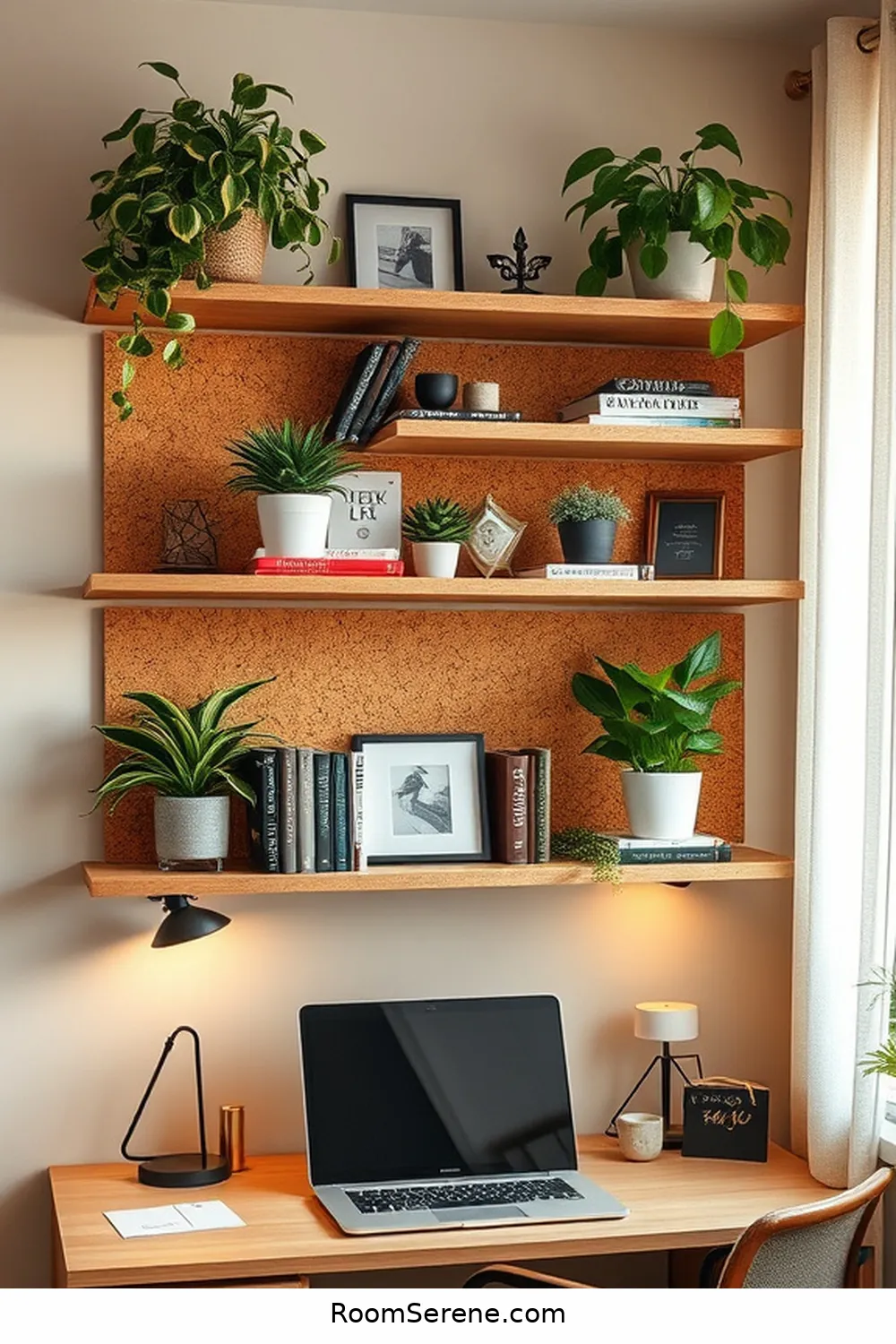 16 Ways to Enhance Comfort and Coziness in Your Home Office Using Cork 14 Cork Shelves for Functional Decor for 16 Ways to Enhance Comfort and Coziness in Your Home Office Using Cork