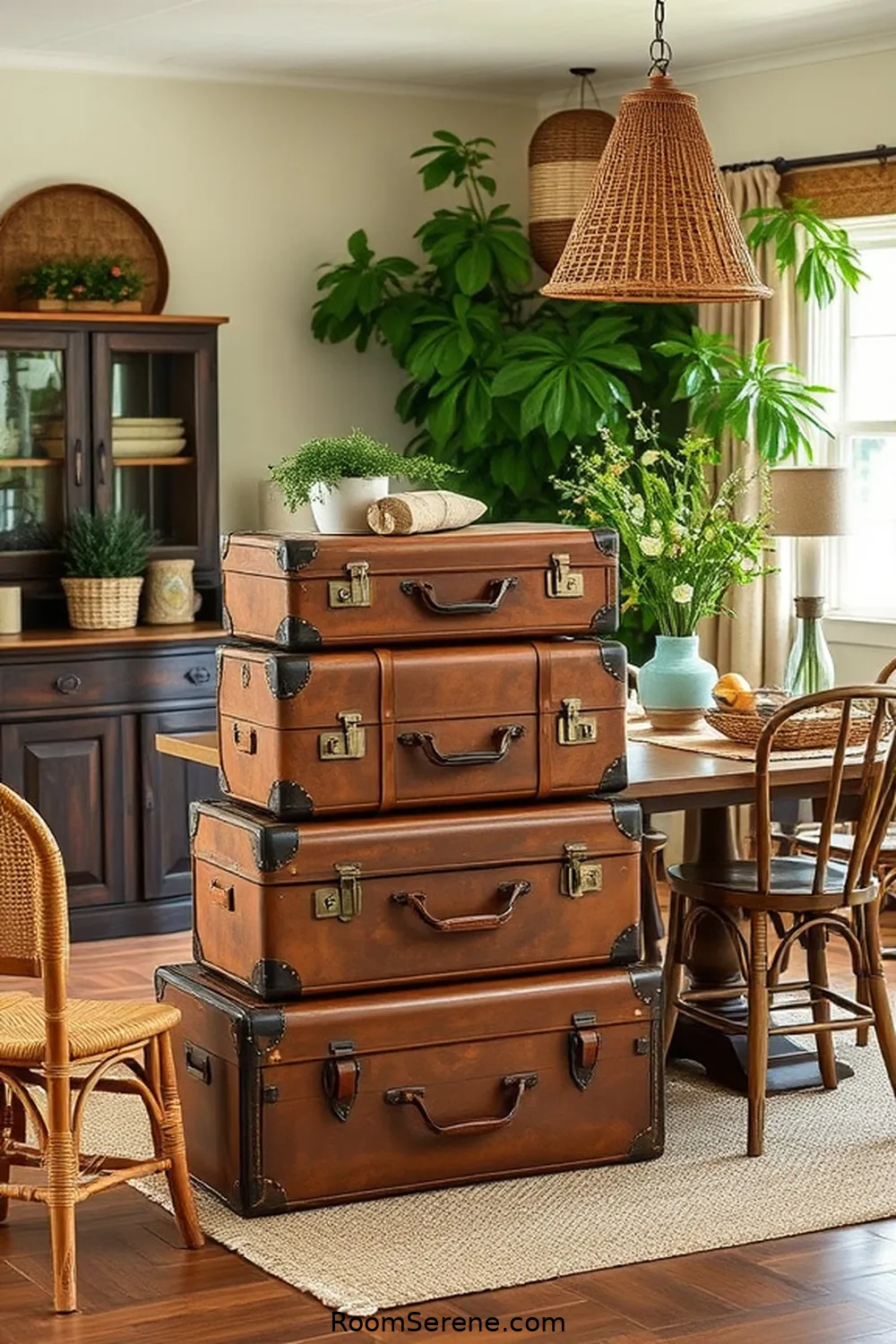 17 Stylish Storage Solutions for Your Dining Room Using Natural Fibers 15 Vintage Suitcases for Unique Storage for 17 Stylish Storage Solutions for Your Dining Room Using Natural Fibers