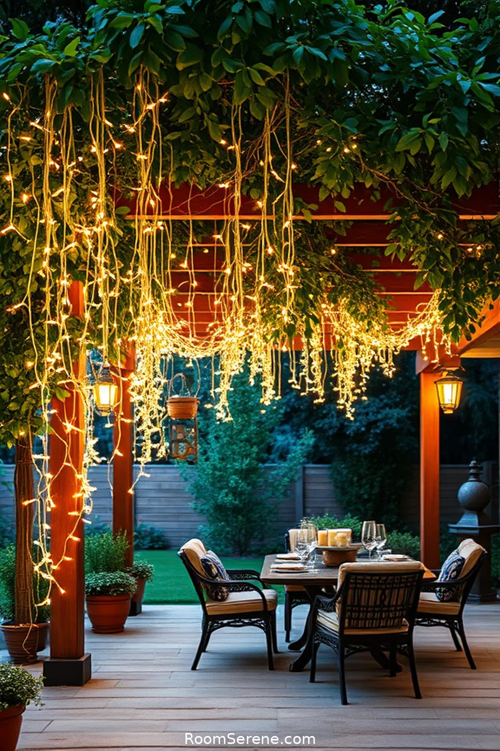 17 Tips for Organizing Your Outdoor Patio Using Solar-Powered Lights 11 Hang Lights From Trees or Pergolas for 17 Tips for Organizing Your Outdoor Patio Using Solar-Powered Lights