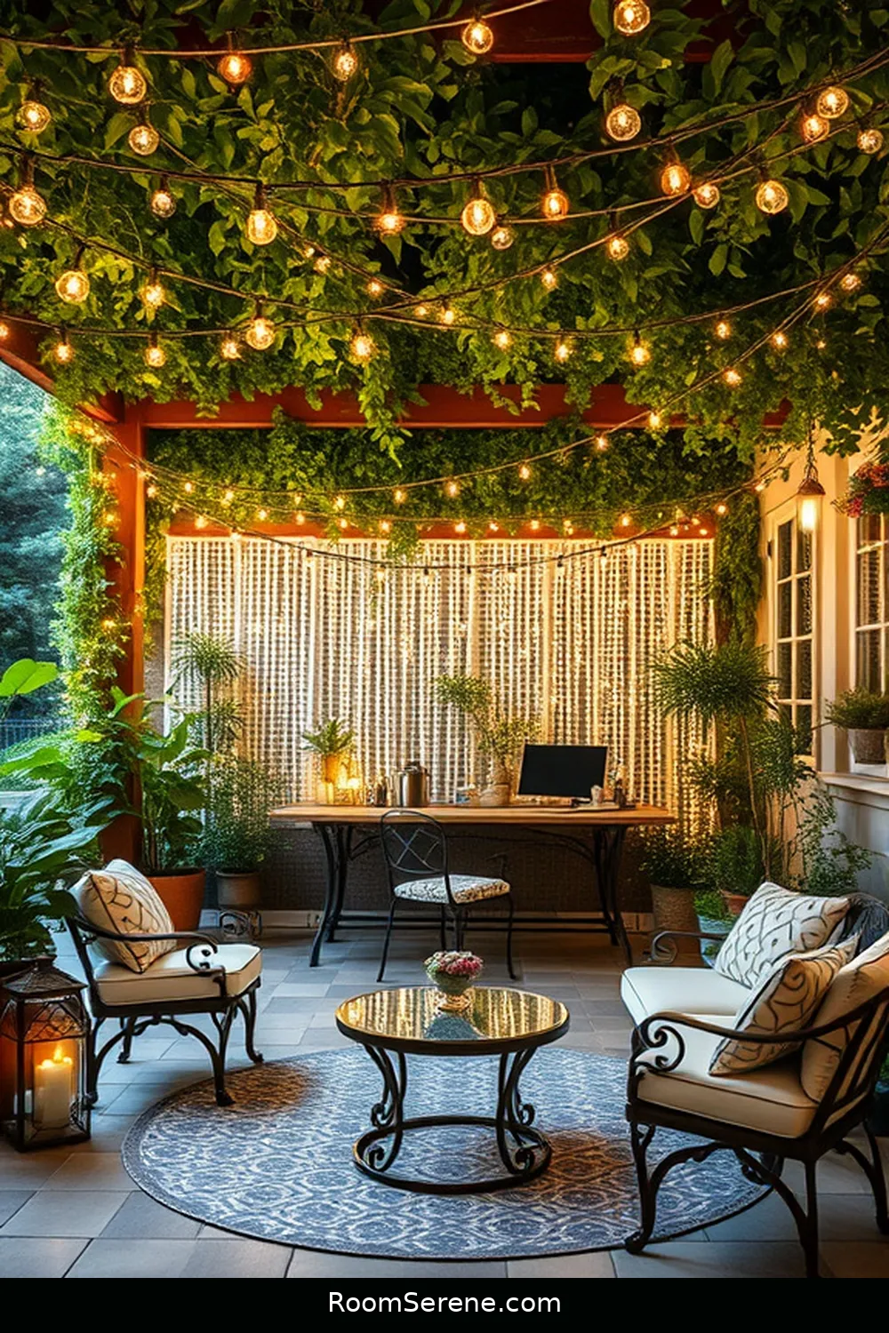18 Creative Designs for Your Outdoor Patio Workspace Using Solar-Powered Lights 8 Solar-Powered Fairy Light Canopy for 18 Creative Designs for Your Outdoor Patio Workspace Using Solar-Powered Lights