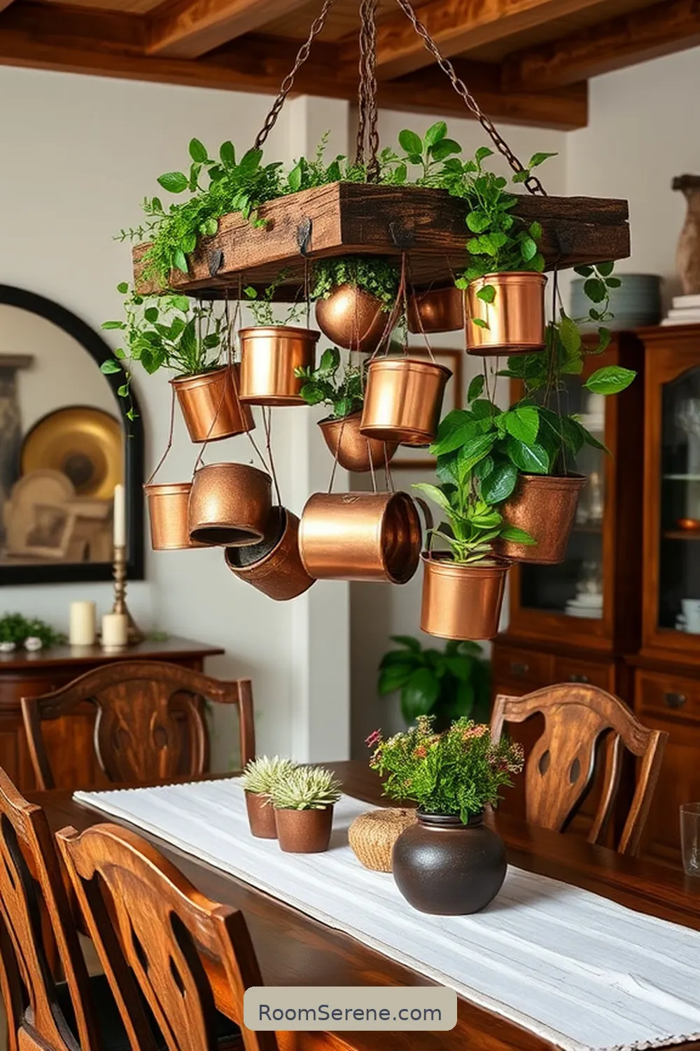 18 Creative Storage Solutions for Dining Rooms Using Recycled Wood 9 Hanging Pot Racks With a Twist for 18 Creative Storage Solutions for Dining Rooms Using Recycled Wood