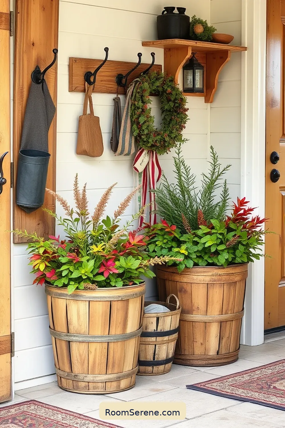 Rustic Wooden Baskets for 18 Creative Storage Solutions for Entryway Using Reclaimed Materials
