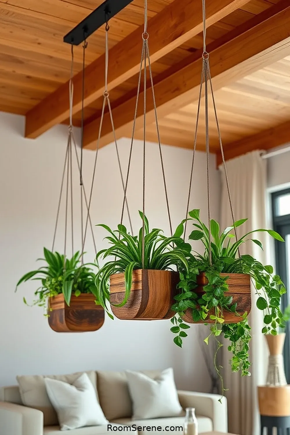 Hanging Wooden Planters for 18 Creative Storage Solutions for Living Rooms Using Recycled Wood