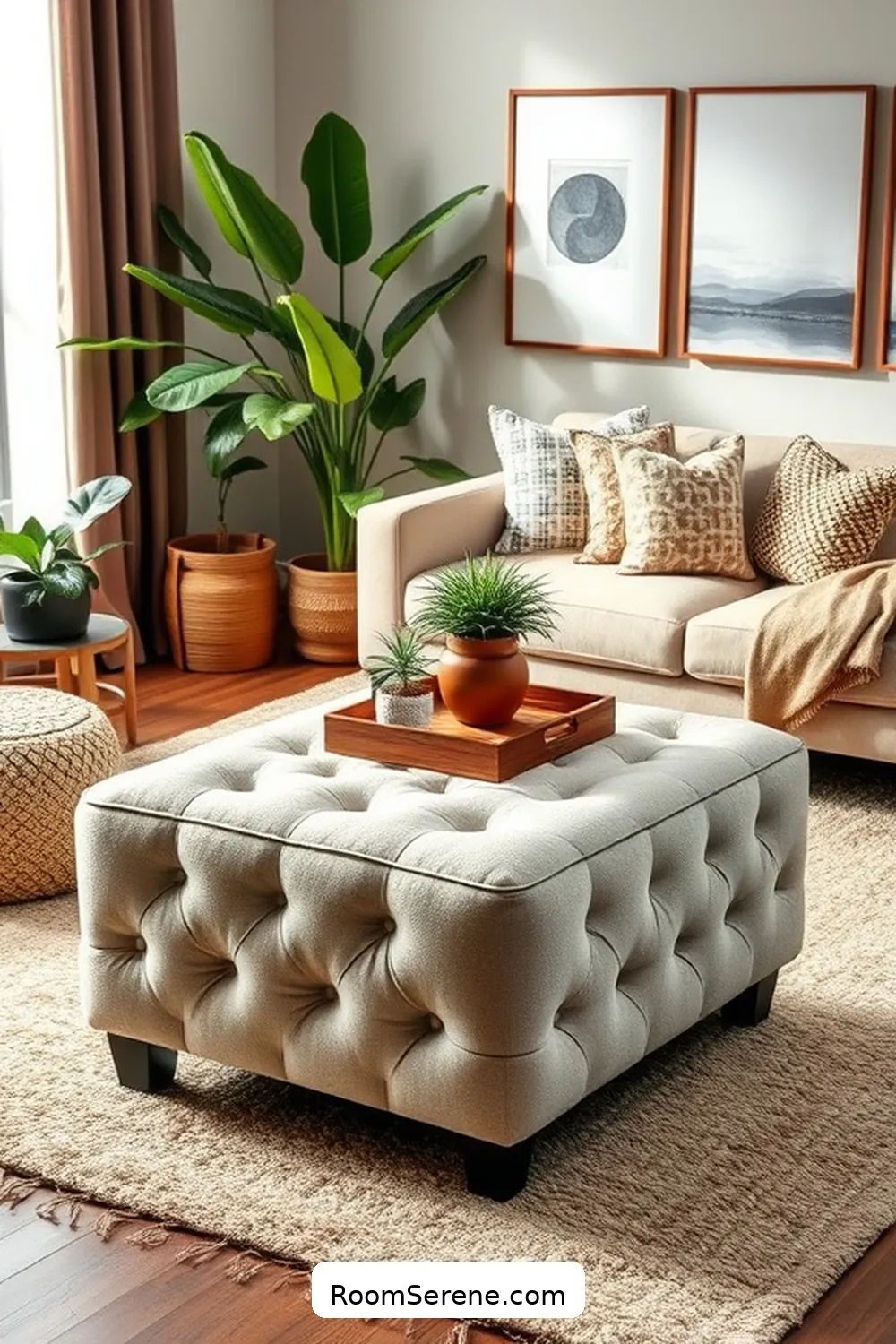 Multi-Functional Ottoman With Wooden Top for 18 Creative Storage Solutions for Living Rooms Using Recycled Wood