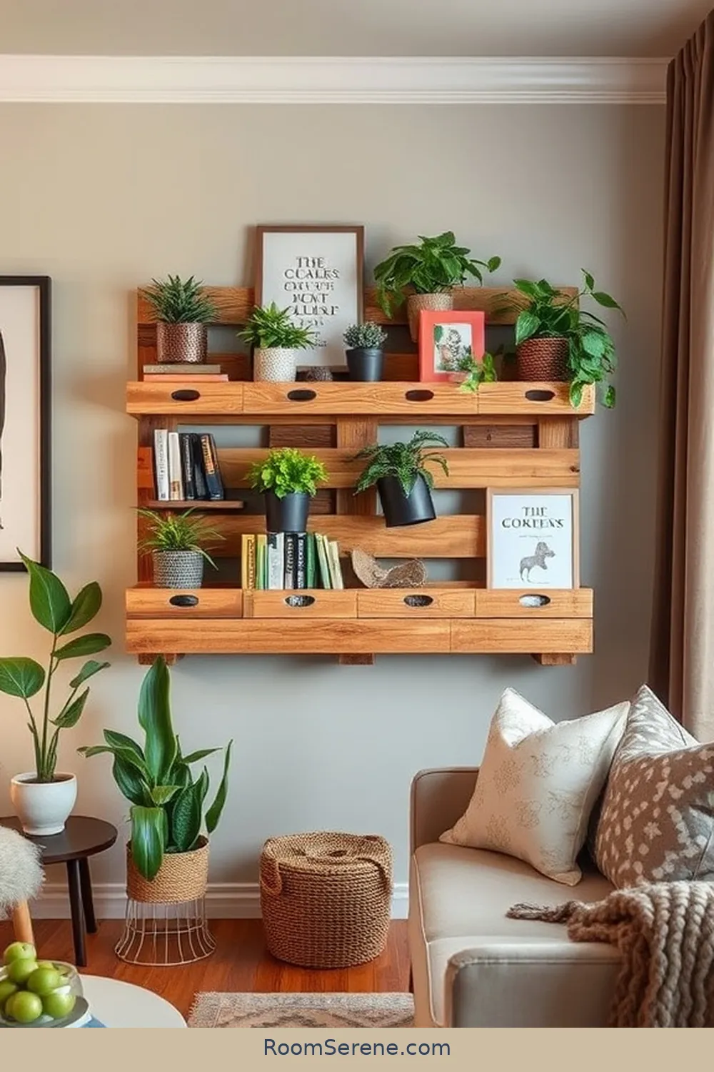 Pallet Wall Organizer for 18 Creative Storage Solutions for Living Rooms Using Recycled Wood