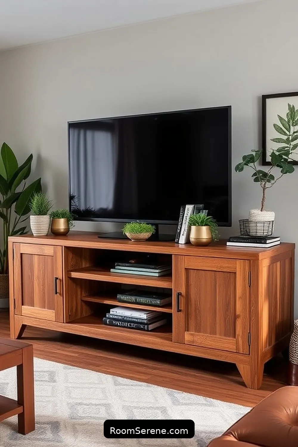 Reclaimed Wood TV Stand With Cabinets for 18 Creative Storage Solutions for Living Rooms Using Recycled Wood