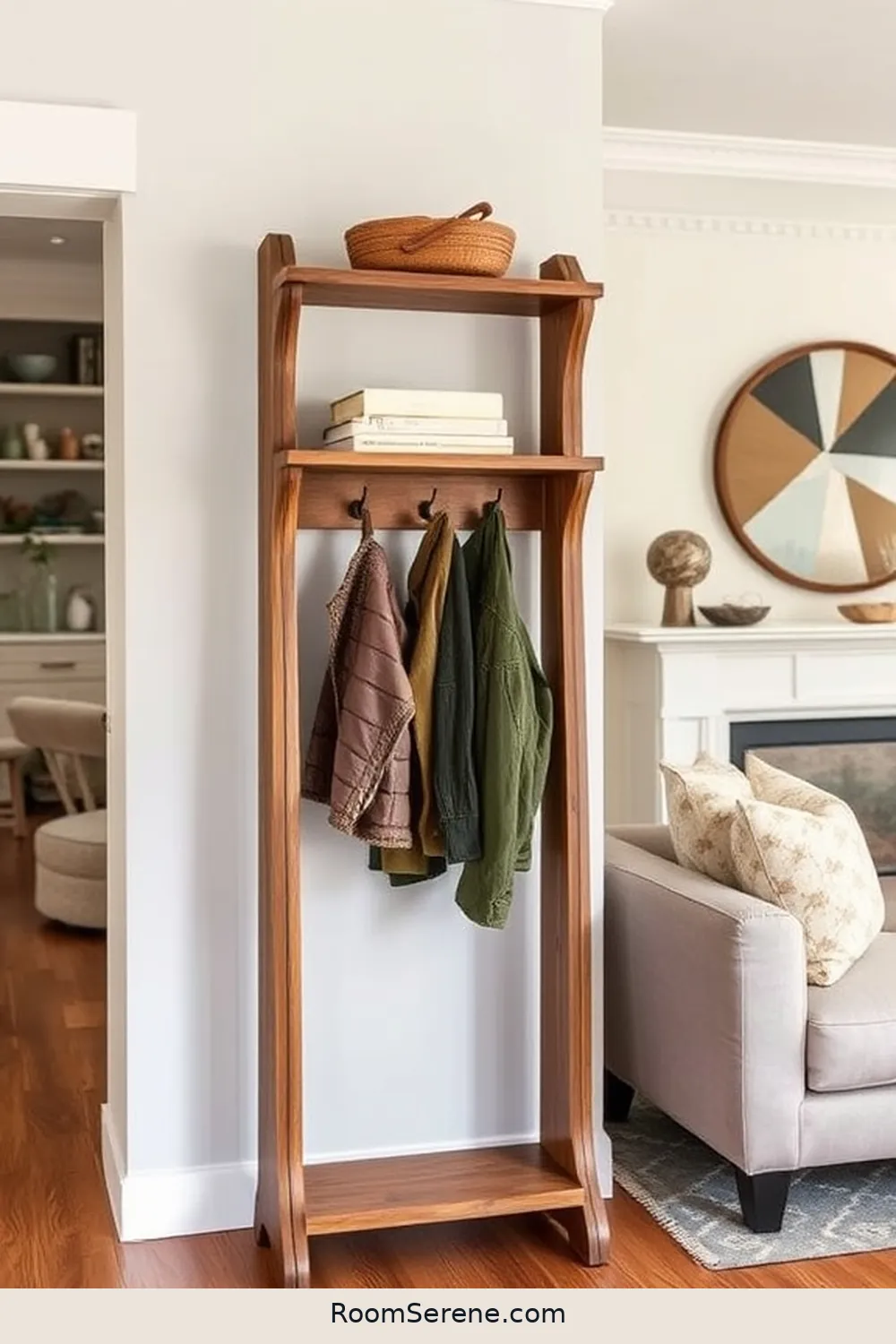 Rustic Wood Coat Rack With Shelves for 18 Creative Storage Solutions for Living Rooms Using Recycled Wood