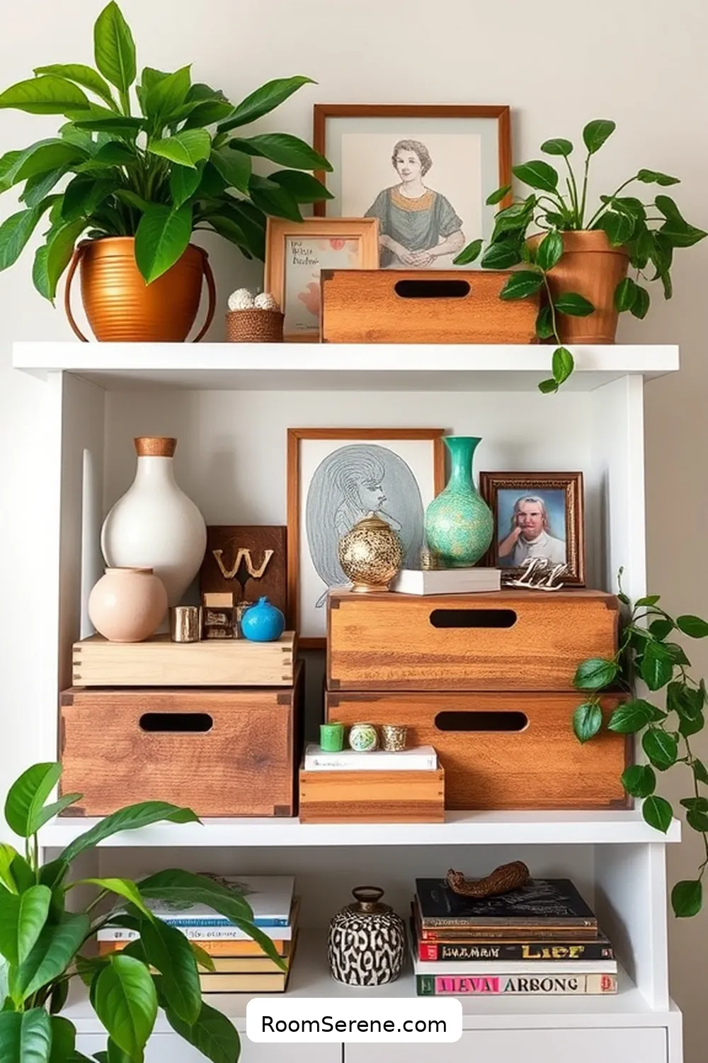 Upcycled Wooden Boxes for Knickknacks for 18 Creative Storage Solutions for Living Rooms Using Recycled Wood