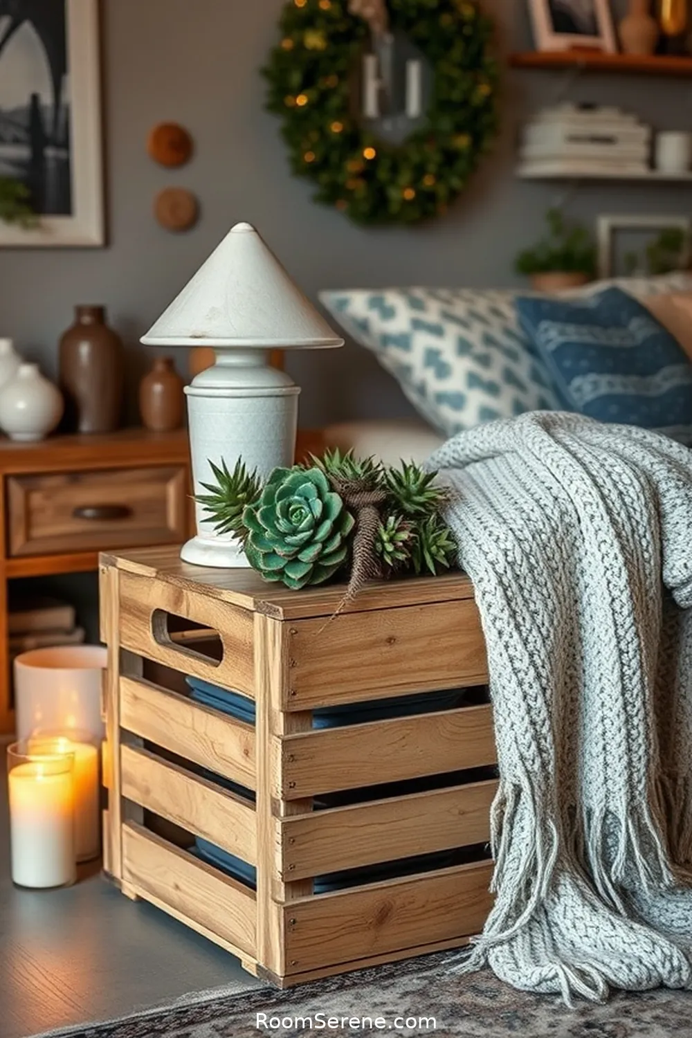 Vintage Crate Side Tables for 18 Creative Storage Solutions for Living Rooms Using Recycled Wood