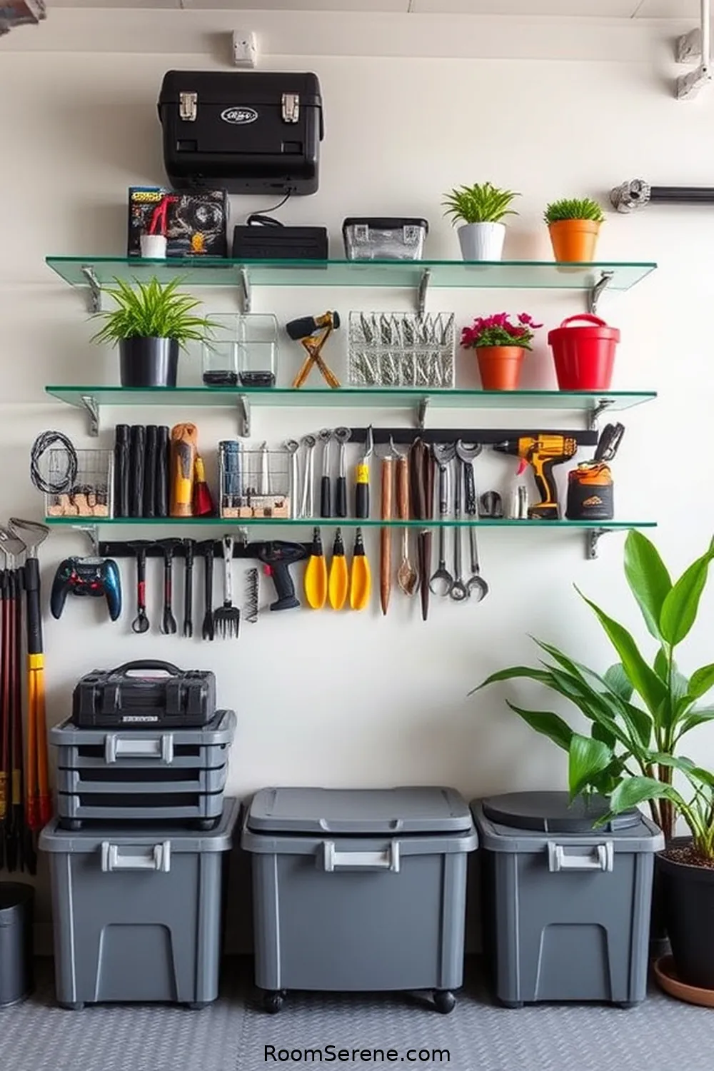 Decorative Glass Shelving for Organization for 18 Innovative Ideas for Multi Use Garage Spaces Using Glass