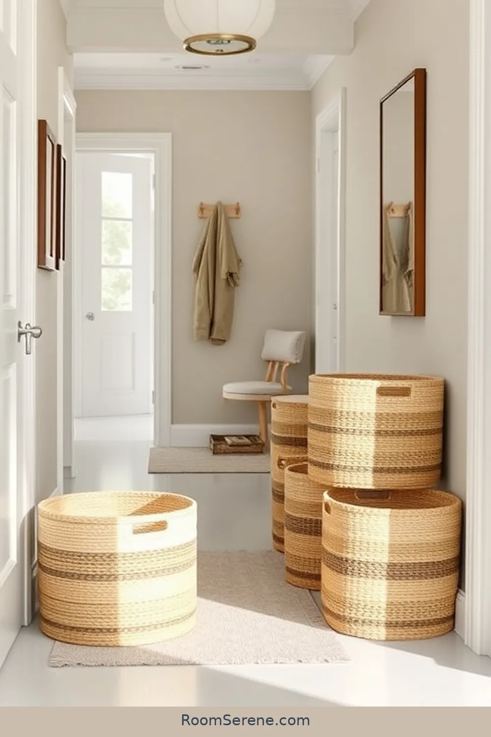 18 Natural Fiber Solutions for Hallway Organization 5 Seagrass Storage Bins for 18 Natural Fiber Solutions for Hallway Organization