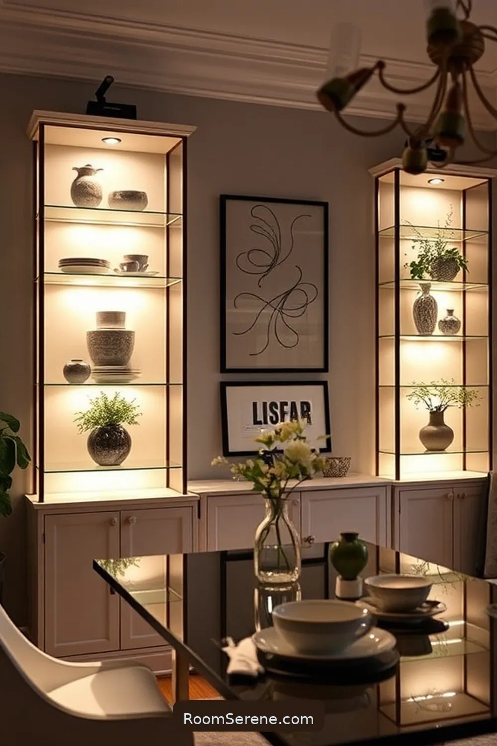 Illuminate Shelving Units With Solar Lights for 18 Smart Ways for Dining Room Organization Using Solar-Powered Lights