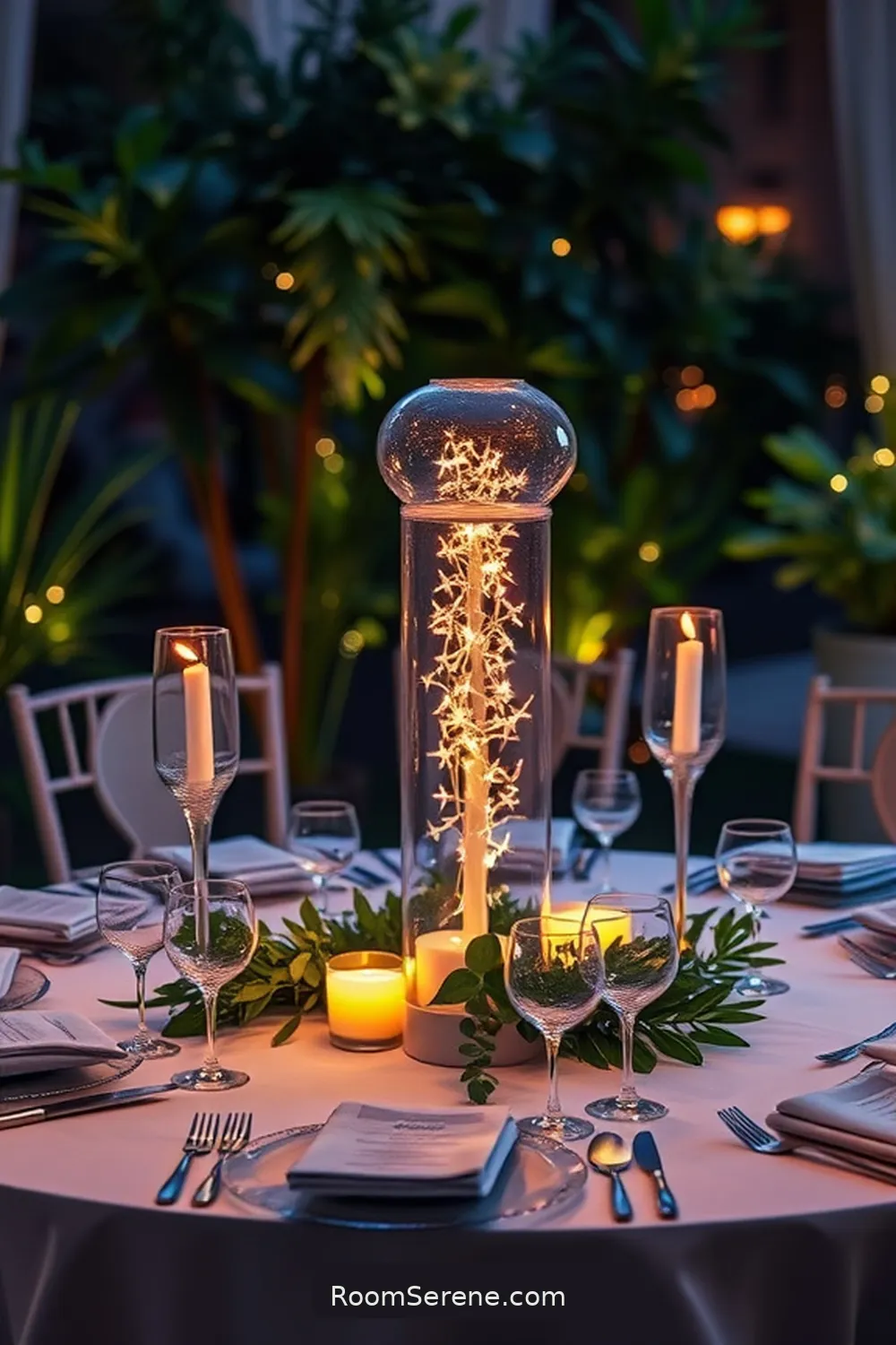 Illuminate Your Dining Table Centerpiece for 18 Smart Ways for Dining Room Organization Using Solar-Powered Lights