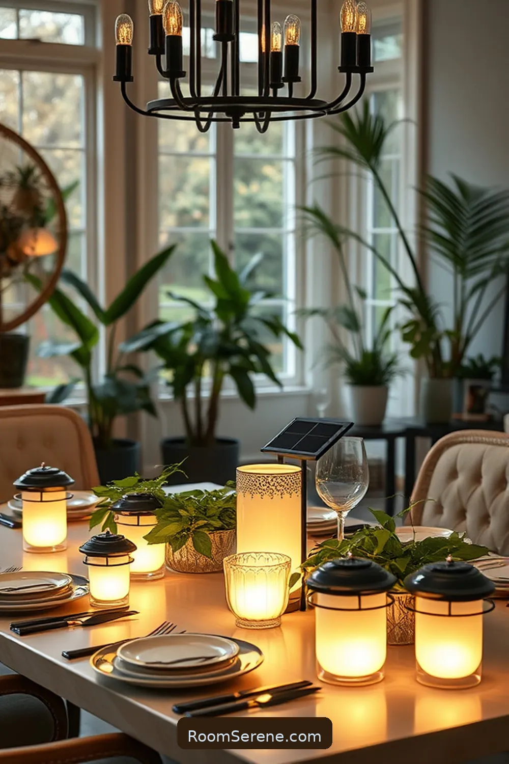 Use Solar Garden Lights Indoors for 18 Smart Ways for Dining Room Organization Using Solar-Powered Lights