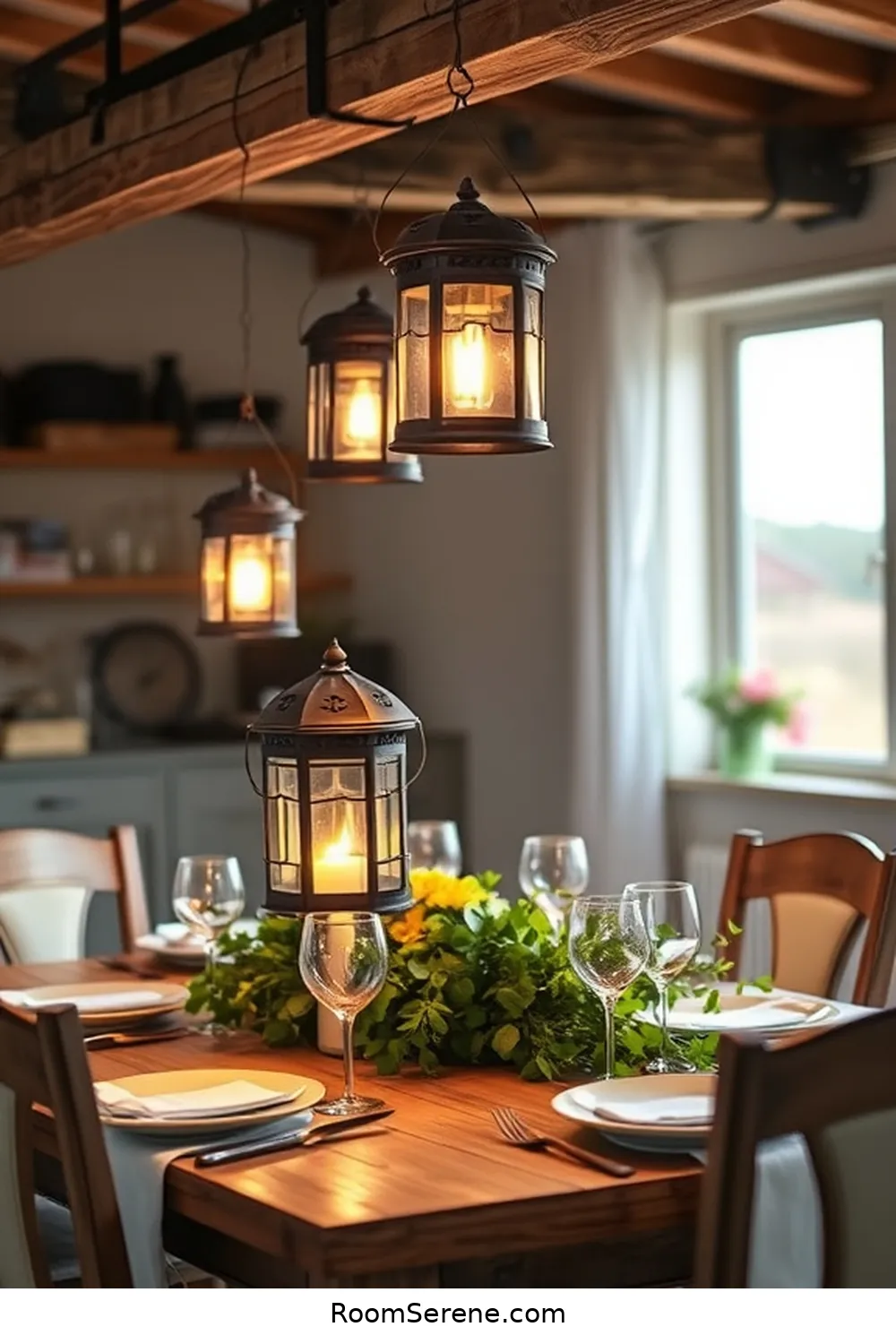 Use Solar Lanterns for a Rustic Touch for 18 Smart Ways for Dining Room Organization Using Solar-Powered Lights