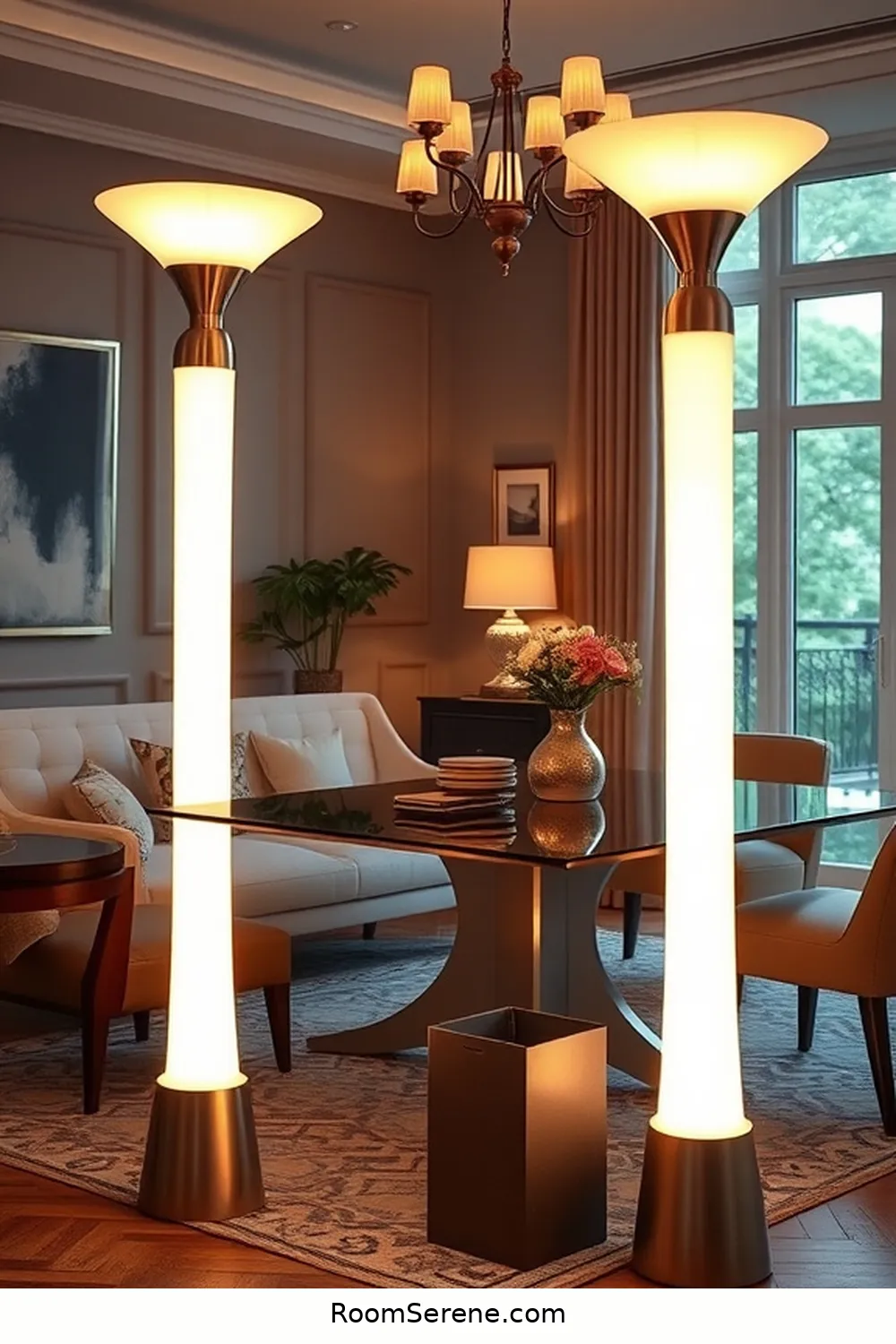 Use Solar-Powered Floor Lamps for 18 Smart Ways for Dining Room Organization Using Solar-Powered Lights