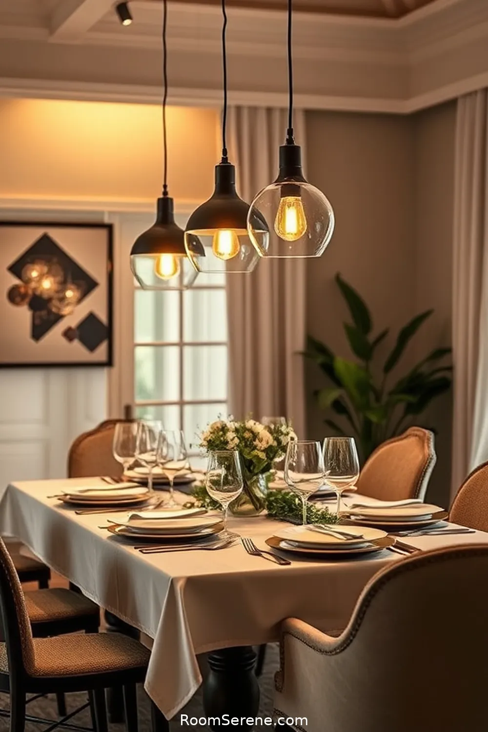 Use Solar-Powered Pendant Lights for 18 Smart Ways for Dining Room Organization Using Solar-Powered Lights