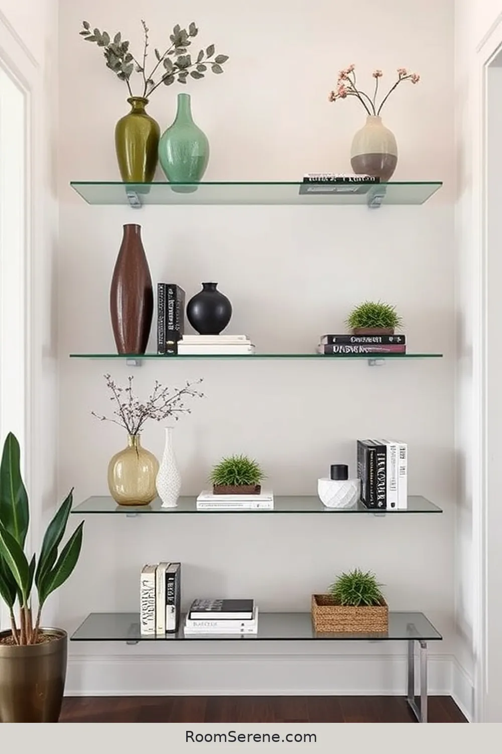 18 Stylish Ways for Entryway Organization Using Glass 15 Floating Glass Shelves for 18 Stylish Ways for Entryway Organization Using Glass