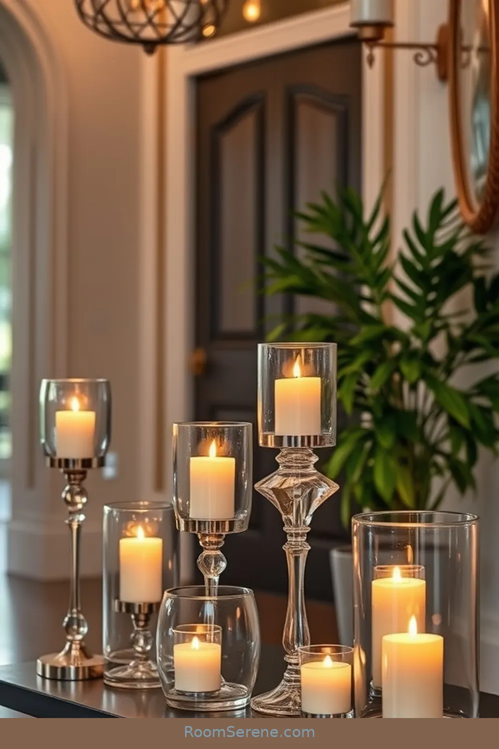 18 Stylish Ways for Entryway Organization Using Glass 17 Glass Candle Holders for 18 Stylish Ways for Entryway Organization Using Glass